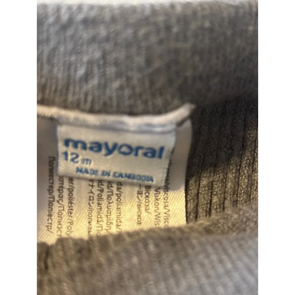 Mayoral‎ Knit Leggings Kids 12M Gray Excellent Ribbed Side Cable Detail Pants
